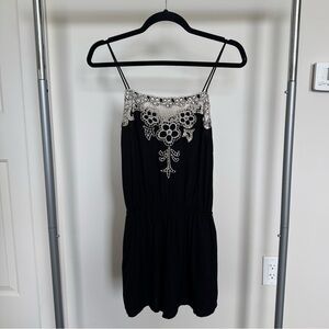Cleobella Black Romper with White Lace Detail